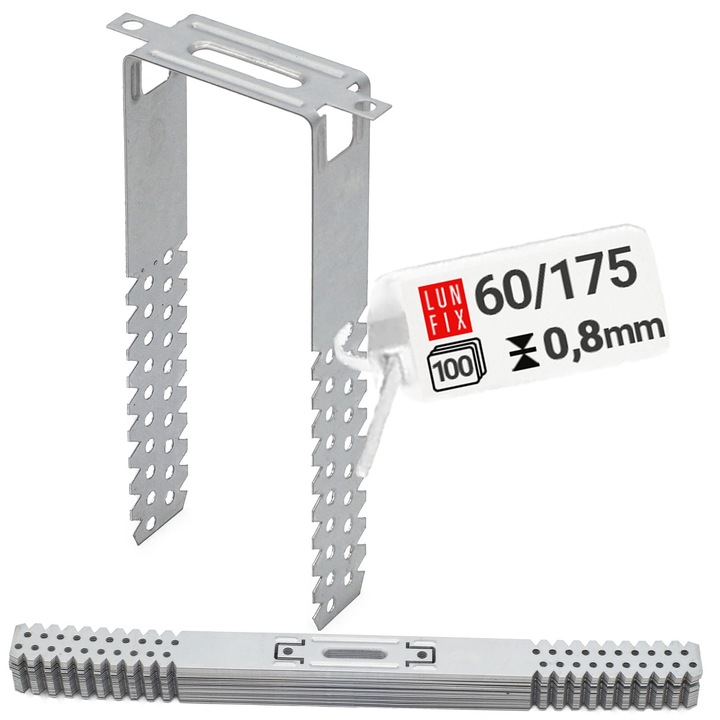 Brida fuxare, ES 60/175, Lun Fix, set 100 bucati, otel zincat, pentru profile CD60