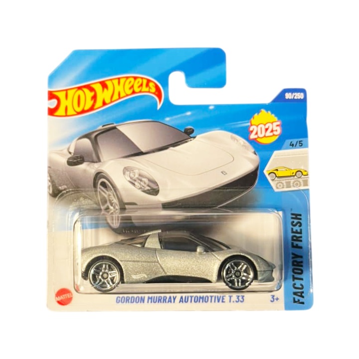 Masinuta Hot Wheels Gordon Murray Automotive T.33, gri, 1:64 - model 2025