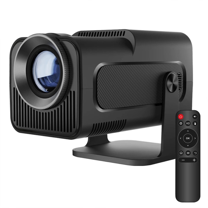 Преносим видео проектор VarioShop®, Wi-Fi, Bluetooth 5.0, FullHD 1280 x 720 резолюция, поддръжка на 4K, 250 ANSI, с Android 11, HDMI връзка, USB и Android/IOS Mirroring, вграден високоговорител, дистанционно управление, 180 градуса осцилация, черен