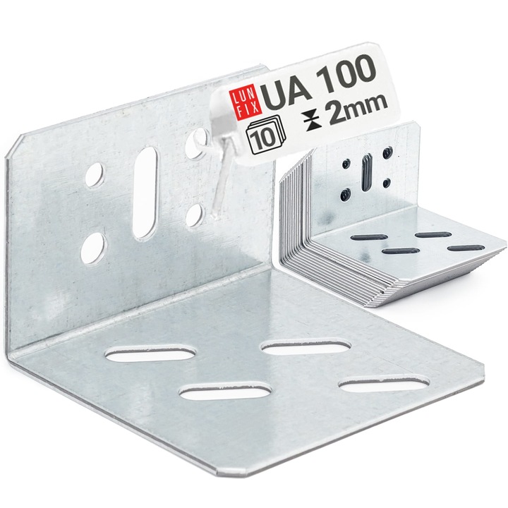 Profil unghi UA100, Lun Fix, set 10 bucati, 80x55x90mm, 2mm, zincat