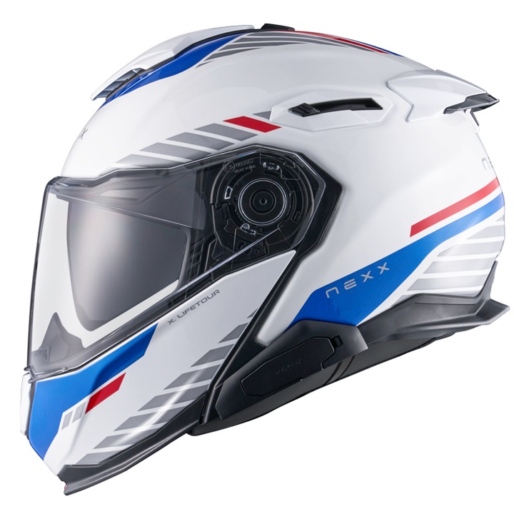 Casca NEXX X.LIFETOUR FLIP UP GLOBE WHITE BLUE, M