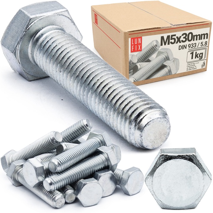 Hatlapfejű csavar, M5x30mm, Lun Fix, osztály 5.8, készlet 1kg