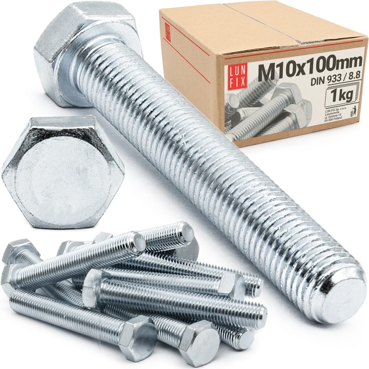 Hatlapfejű csavar M10x100mm, Lun Fix, 8.8 osztály, készlet 1kg