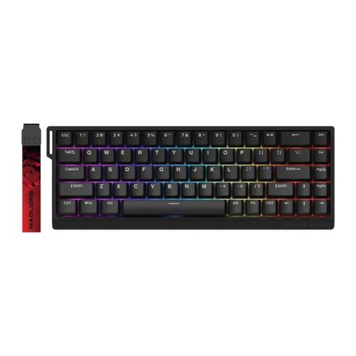 Професионална геймърска механична клавиатура, Madlions MAD 68 HE RGB, 1K, Magnetic Amber Pro Switches, Black, Professional Gaming Mechanical Keyboard
