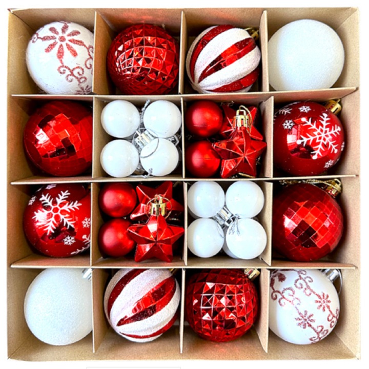Globuri de Craciun, Enforose, set de globuri din plastic rezistent, forme asortate, multicolor