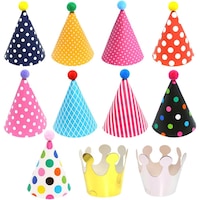 Set coifuri de petrecere pentru copii, Supertina®, 11 piese, asortate, cu pompoane, dimensiune 12.7cm