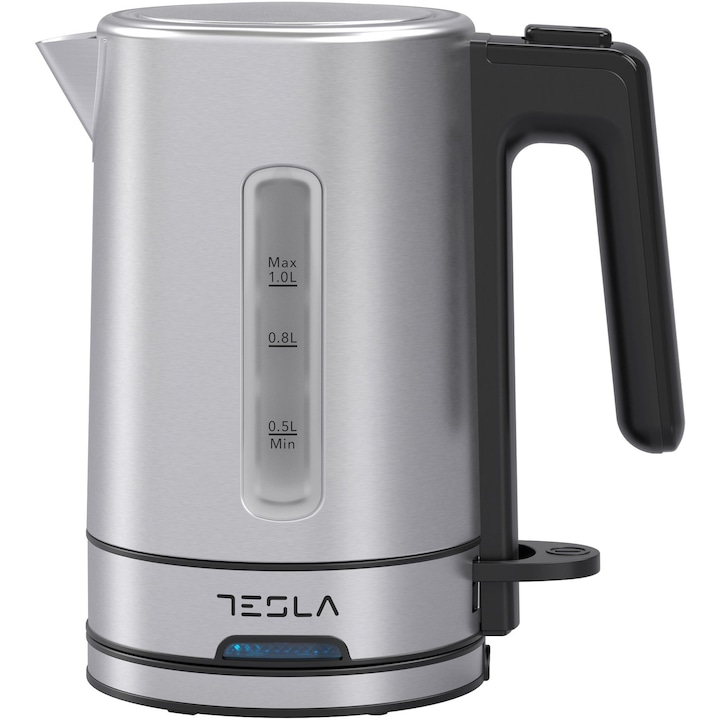 Fierbator Tesla KT450BX, 1.0L, 2200W, oprire automata, indicator LED, baza rotativa 360°, inox
