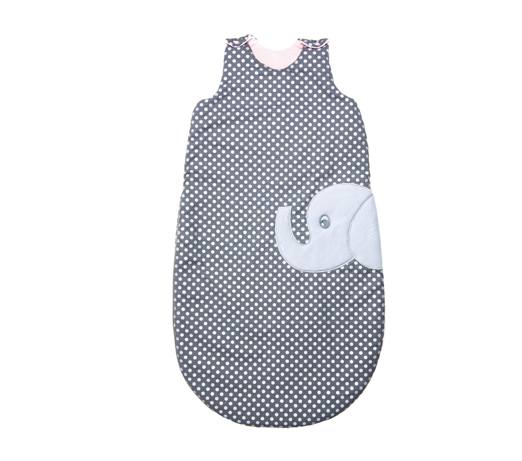 Sac de Dormit cu broderie Elefant, Womar Zaffiro, Roz/Gri