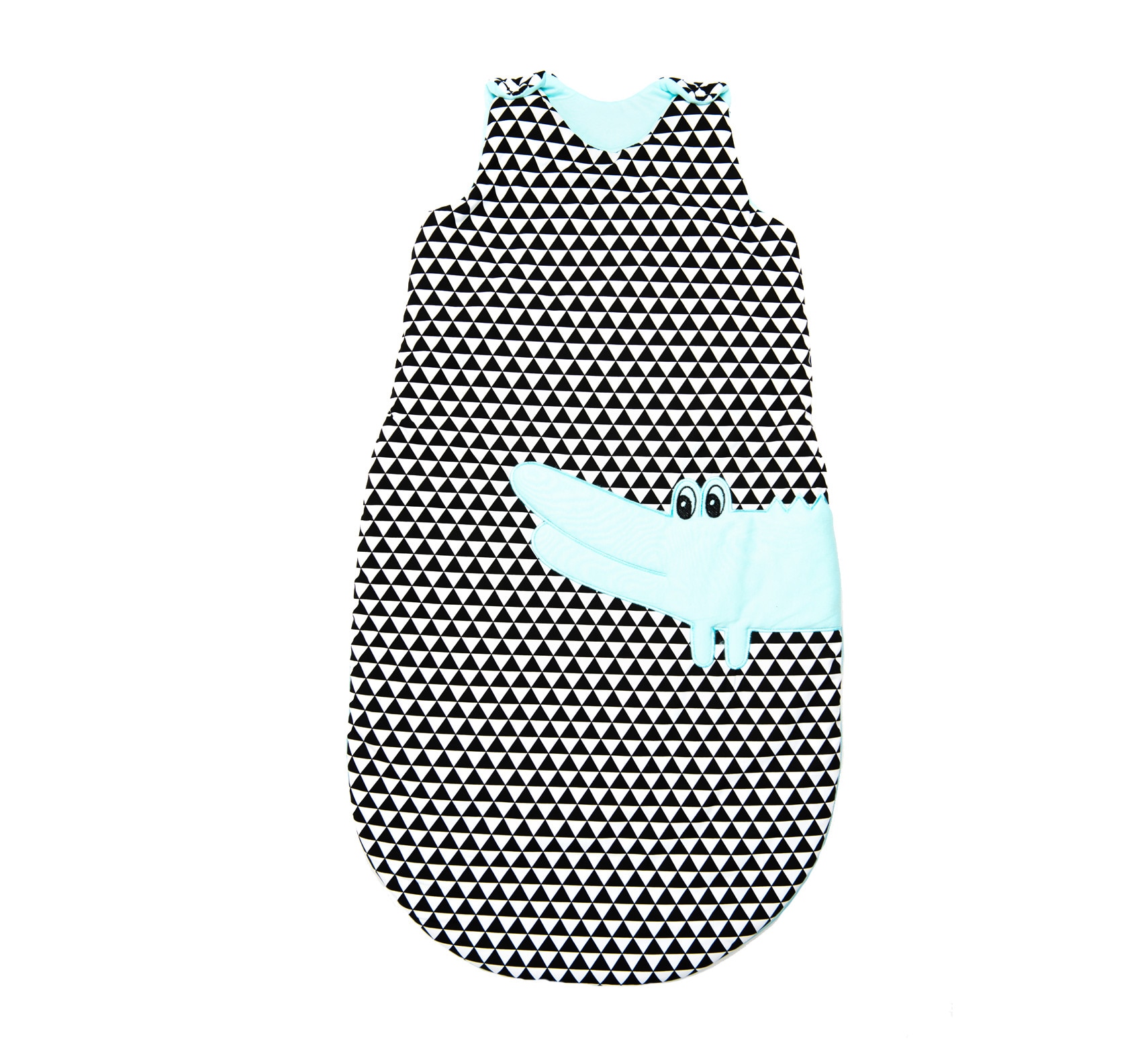Sac de Dormit cu broderie Crocodil, Womar Zaffiro, Turcoaz/Alb/Negru