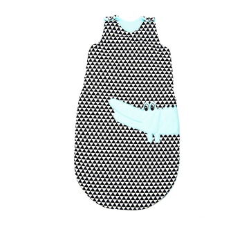 Sac de Dormit cu broderie Crocodil, Womar Zaffiro, Turcoaz/Alb/Negru Sac de Dormit cu broderie Crocodil, Womar Zaffiro, Turcoaz/Alb/Negru