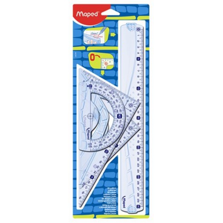 Set rigle, MAPED, Plastic, 4 piese, "Graphic", Albastru