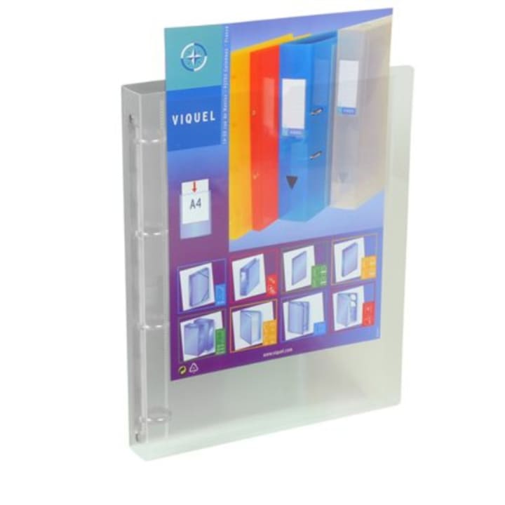 Suport documente, Viquel, 4 inele, 25 mm, A4, PP, Transparent