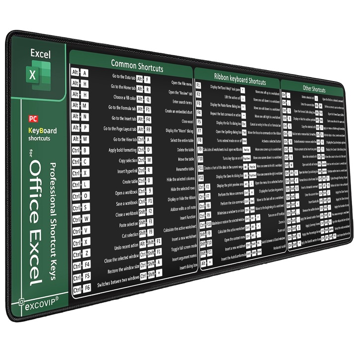 Egérpad, 80x30cm, fekete, természetes gumiból készült, vízálló, csúszásmentes talppal