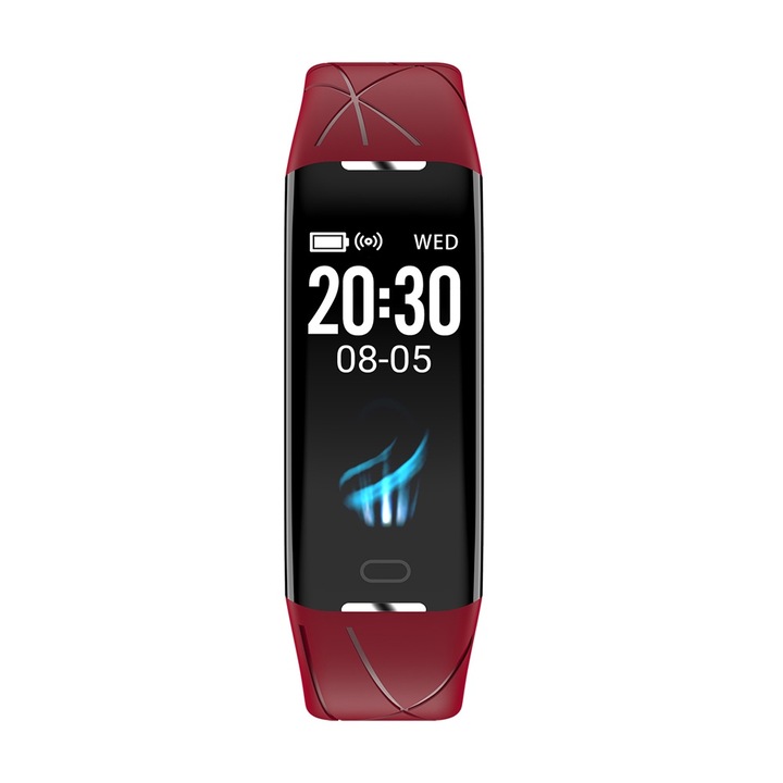 Ecran color rotund rezistent la apa Bluetooth Fitness Bratara inteligenta pentru ritm cardiac (negru argintiu)