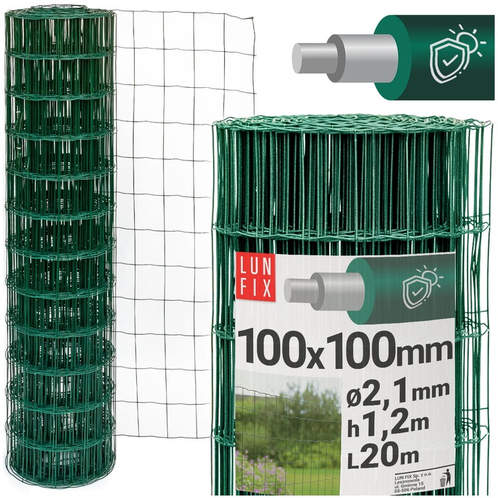 Kerti háló, Lun Fix, 120cm, 100x100mm, zöld, 20m