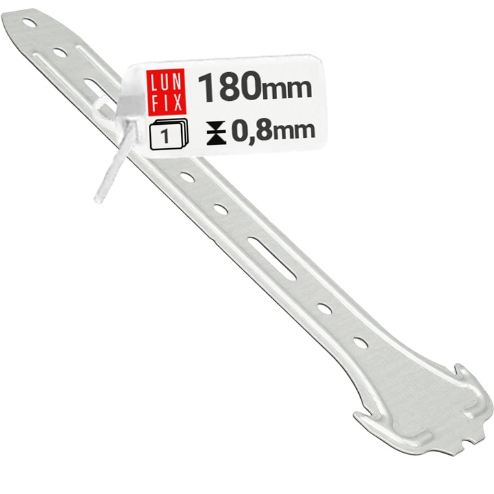 Фиксиращ анкер Lun Fix 180 мм, дебелина 0,8 мм, поцинкована стомана