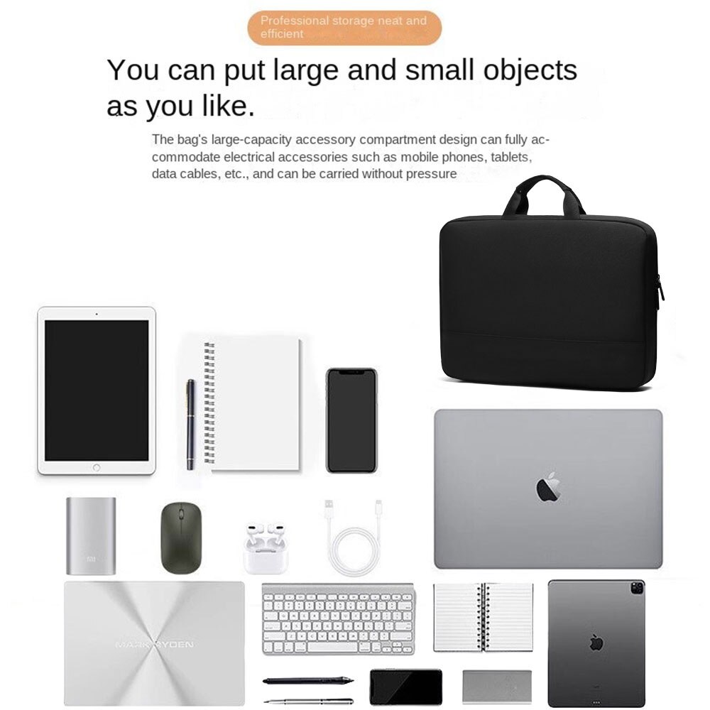 Geanta pentru laptop de 15,6 inchi, servieta pentru laptop, tesatura EVA impermeabila, capacitate mare, design subtire, unisex, 40x5x28,5 cm, negru