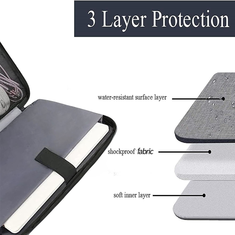 Geanta pentru laptop de 15,6 inchi, servieta pentru laptop, tesatura EVA impermeabila, capacitate mare, design subtire, unisex, 40x5x28,5 cm, negru