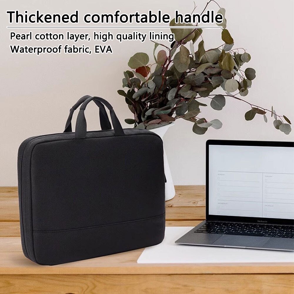 Geanta pentru laptop de 15,6 inchi, servieta pentru laptop, tesatura EVA impermeabila, capacitate mare, design subtire, unisex, 40x5x28,5 cm, negru
