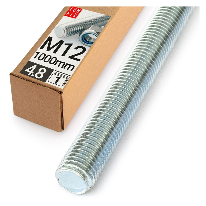 Пръчка с резба M12, Lun Fix, 1m, 12mm, поцинкована