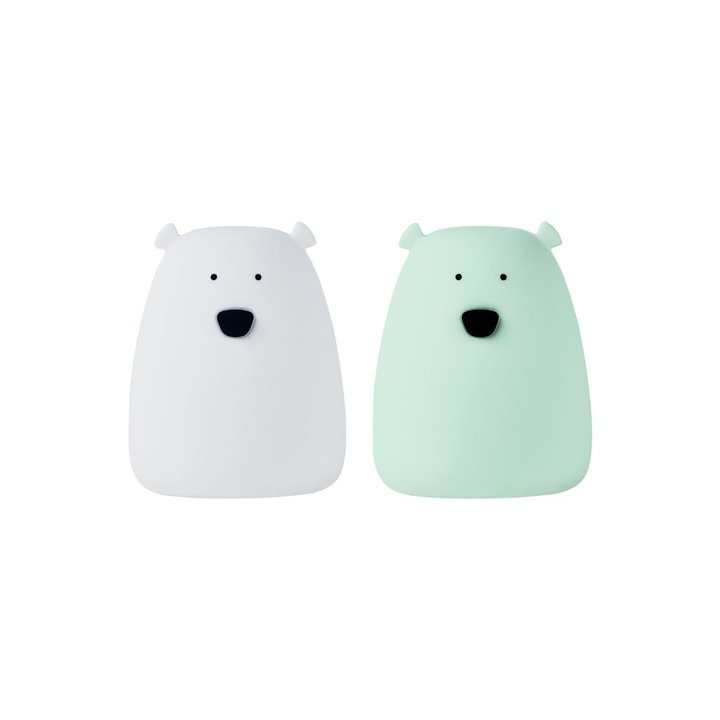 Set 2 lampi de veghe Mini Mis, Rabbit & Friends, alb si verde arctic, 8x6,4cm