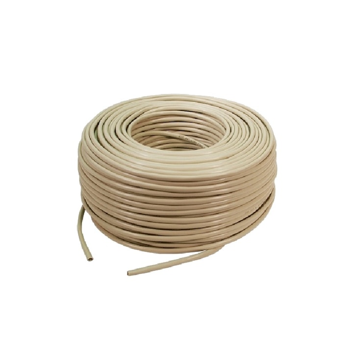 Кабел FTP Logilink, cat. 5E, 4x2 AWG 26/7, CCA, Екраниран, PVC, Могожилен, 305 м, Сив