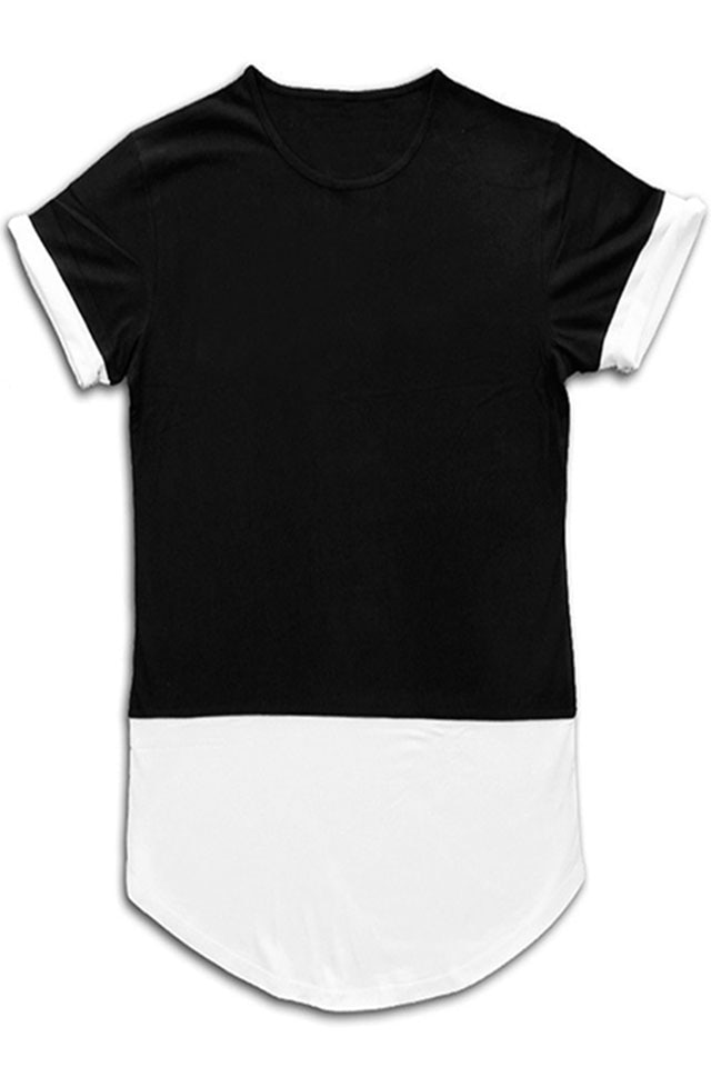 Tricou barbati yoozze cu terminatie rotunda, Negru Alb