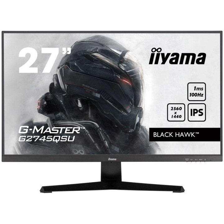iiyama G-Master G2745QSU-B2 IPS LED játékmonitor, 27", WQHD, HDMI, Display Port, 100 Hz, adaptív szinkronizálás, BLACK HAWK™, Vesa, fekete