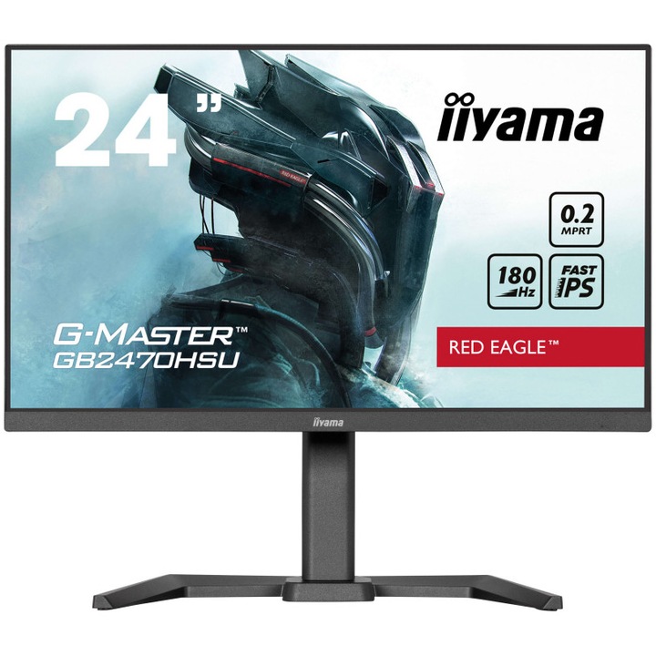 iiyama G-Master GB2470HSU-B6 LED IPS játékmonitor, 23,8" Full HD, HDMI, Display Port, 180Hz, adaptív szinkronizálás, Red Eagle, Vesa, fekete