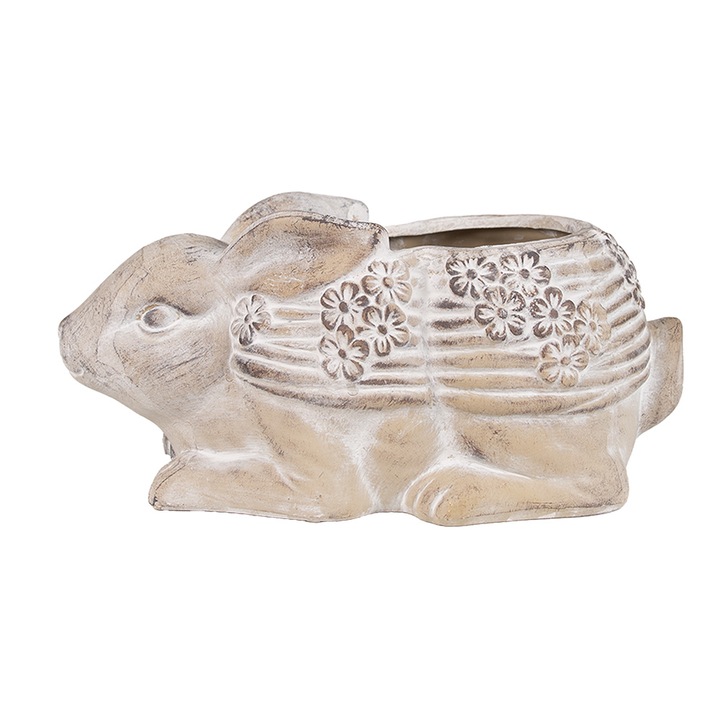 Bézs kőből készült virágcserép Bunny 30x17x13 cm