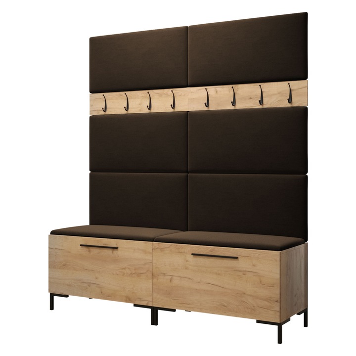 Mobilier pentru hol Frunofta II, MIRJAN24, craft auriu + maro, 46x196x168 cm