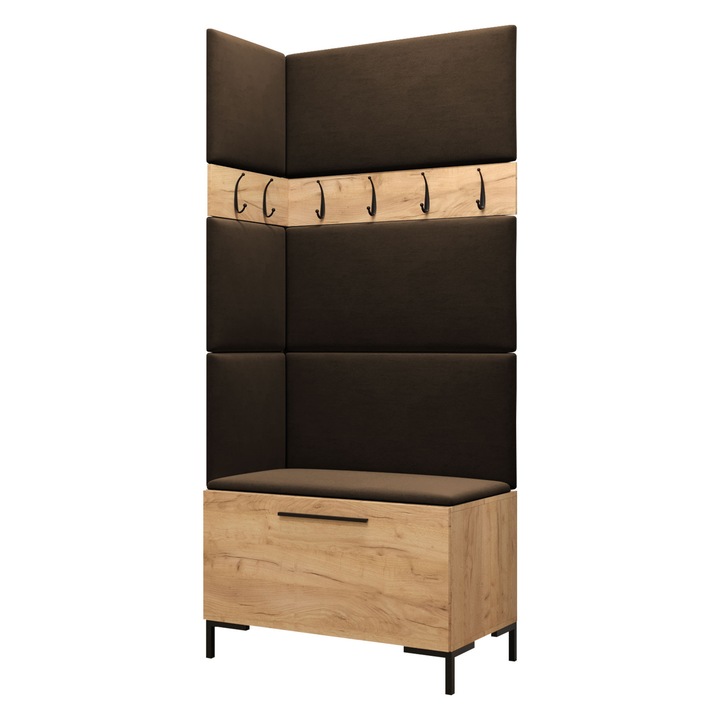 Mobilier pentru hol Frunofta IV, MIRJAN24, craft auriu + maro, 46x196x84 cm