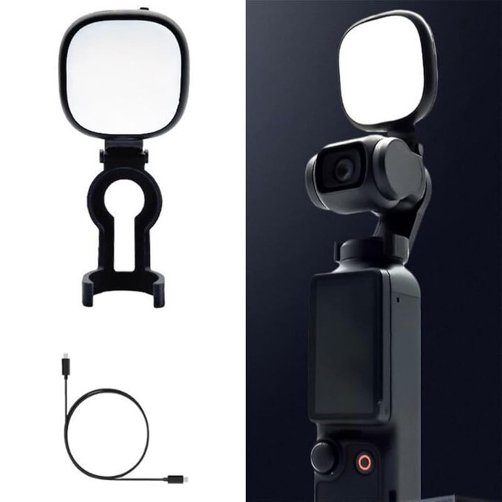 Lampa LED LYCENXI pentru OSMO Pocket 3, 180 mAh, neagra, 132x112mm