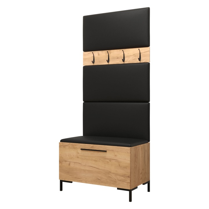 Mobilier pentru hol Frunofta III, MIRJAN24, craft auriu + negru mat, 46x196x84 cm