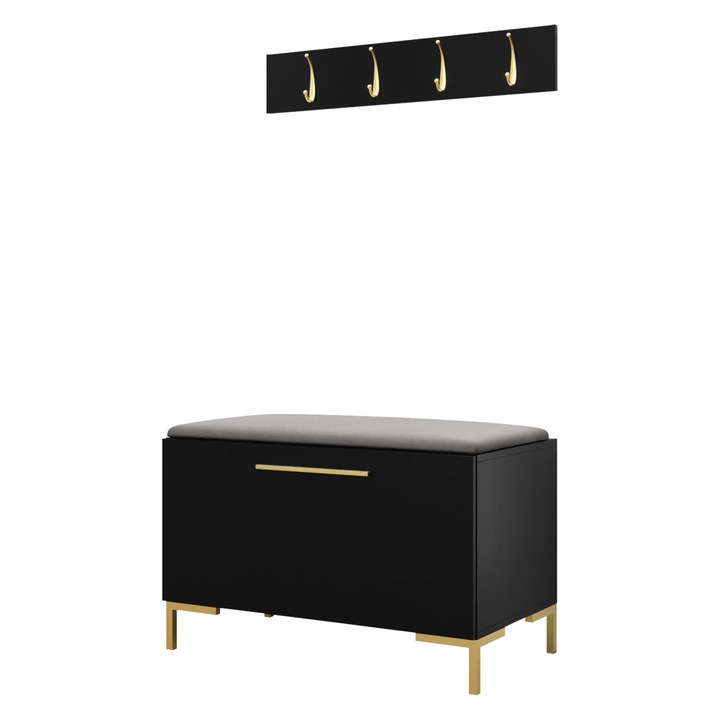 Mobilier pentru hol Frunofta VIII, MIRJAN24, negru + gri, 44x52x84 cm