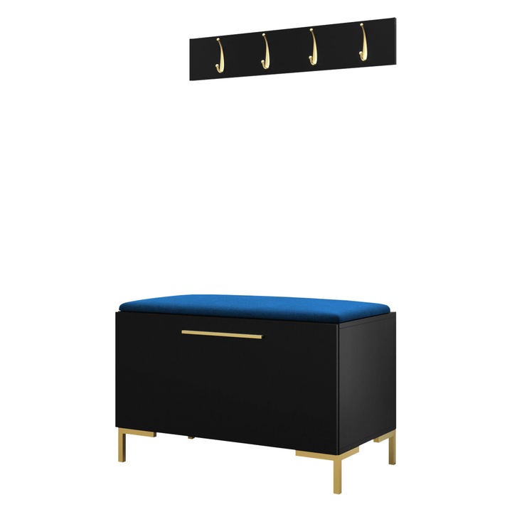 Mobilier pentru hol Frunofta VIII, MIRJAN24, negru + bleumarin, 44x52x84 cm