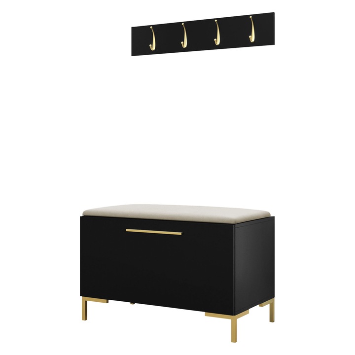 Mobilier pentru hol Frunofta VIII, MIRJAN24, negru + bej, 44x52x84 cm