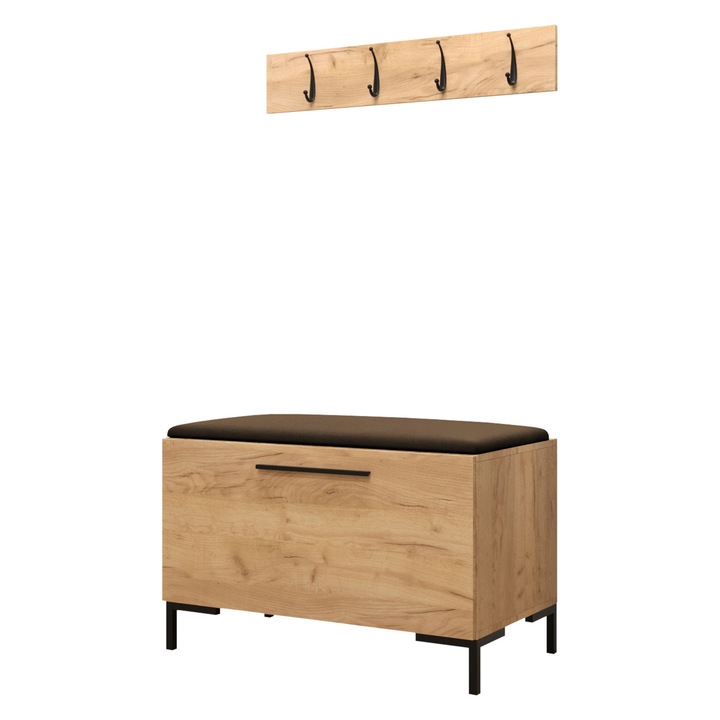 Mobilier pentru hol Frunofta VIII, MIRJAN24, craft auriu + maro, 44x52x84 cm