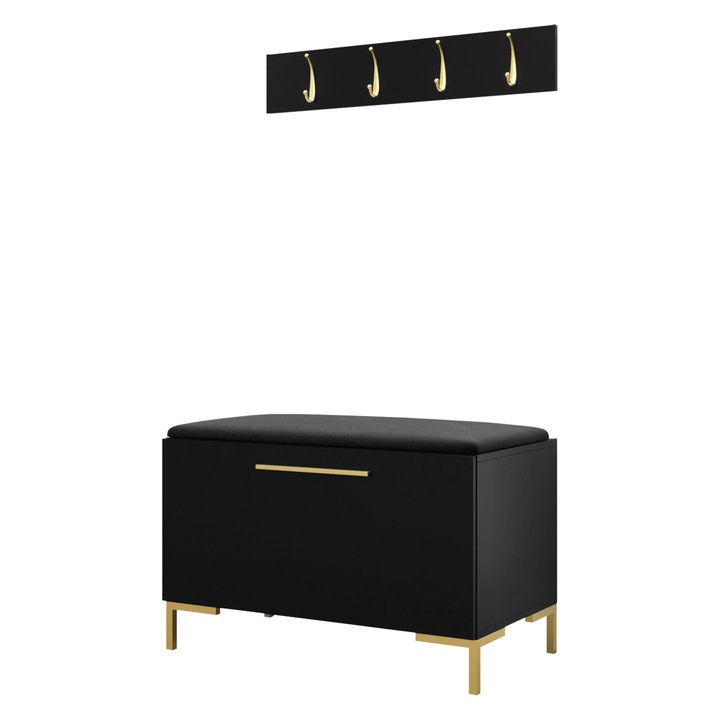 Mobilier pentru hol Frunofta VIII, MIRJAN24, negru + negru, 44x52x84 cm