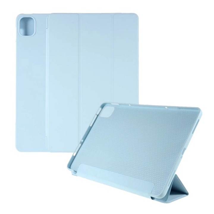 Gigapack tabletvédő álló, bőr hatású, flip, oldalra nyíló, trifold, asztali tartó, világoskék, kompatibilis: Xiaomi Pad 5