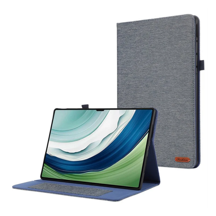 Gigapack tabletvédő álló, bőr hatású, flip, oldalra nyíló, asztali tartó, textil hatás, világoskék, kompatibilis: Huawei MatePad Pro 12.2