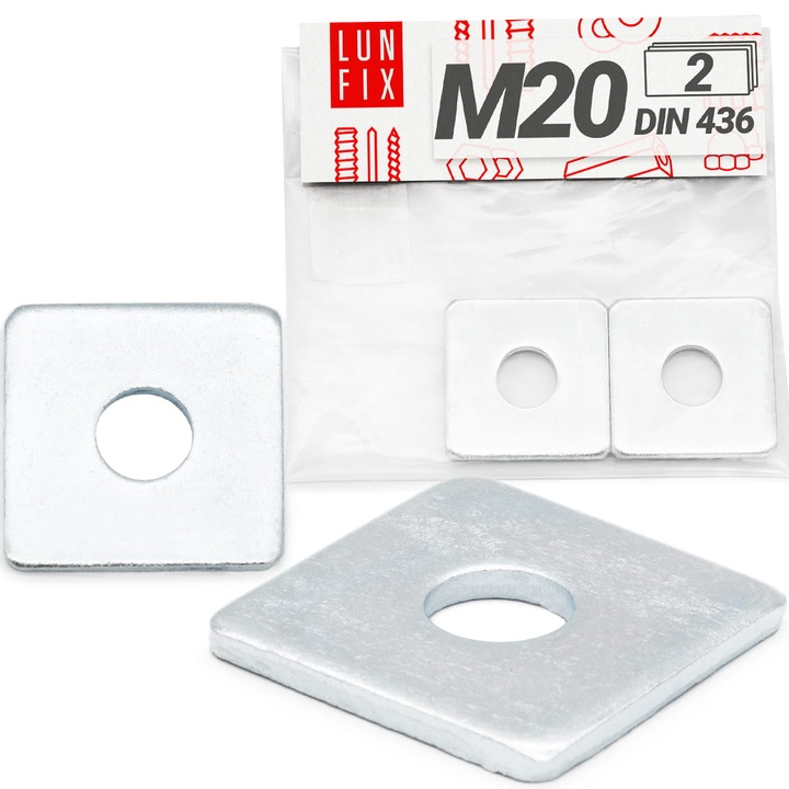 Saiba patrata M20, Lun Fix, zincata 60x60x5mm 2buc.
