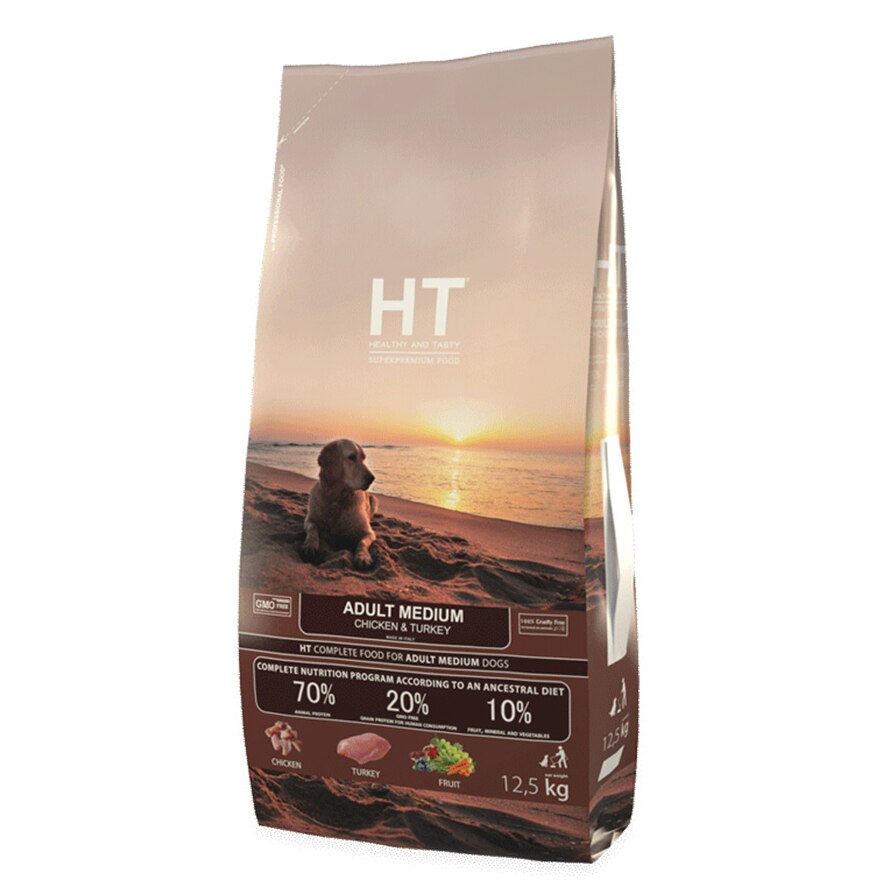 Hrana pentru caini HT, Medium Adult, Pui si Curcan, 12.5 Kg