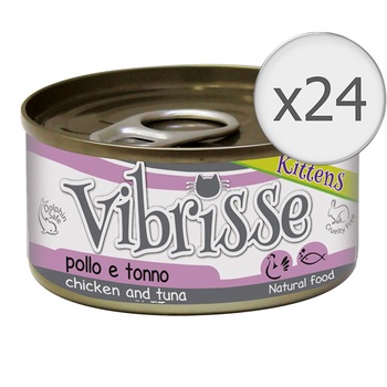 Hrana umeda pentru pisici Vibrisse, Kitten, Ton si Pui, 24 x 70 g Hrana umeda pentru pisici Vibrisse, Kitten, Ton si Pui, 24 x 70 g