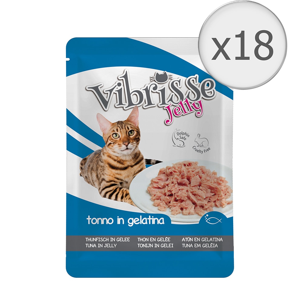 Hrana umeda pentru pisici Vibrisse, Ton in Aspic, 18x70g