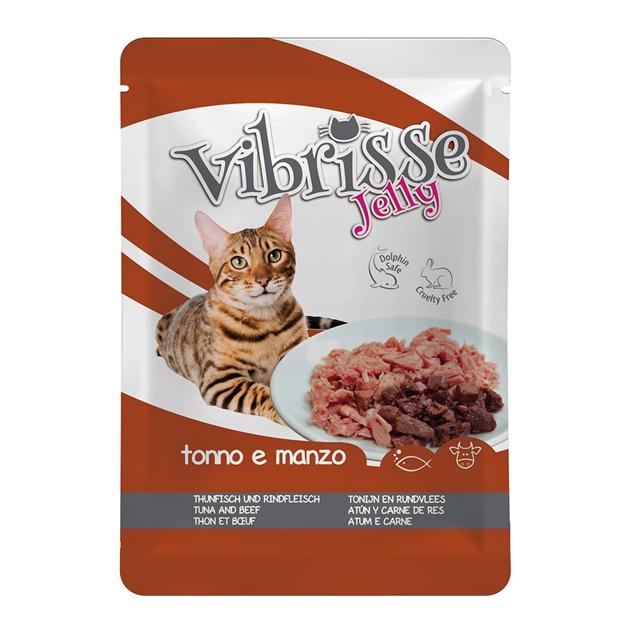 Hrana umeda pentru pisici Vibrisse, Ton si Vita in Aspic, 18x70g eMAG.ro