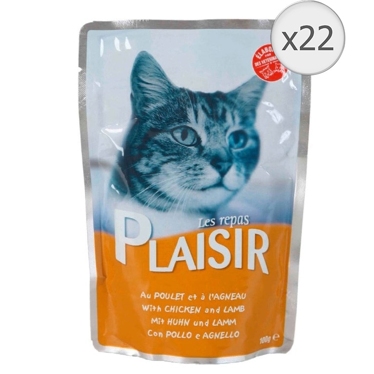 Hrana umeda pentru pisici Plaisir, Pui si Ficat, 22x100g