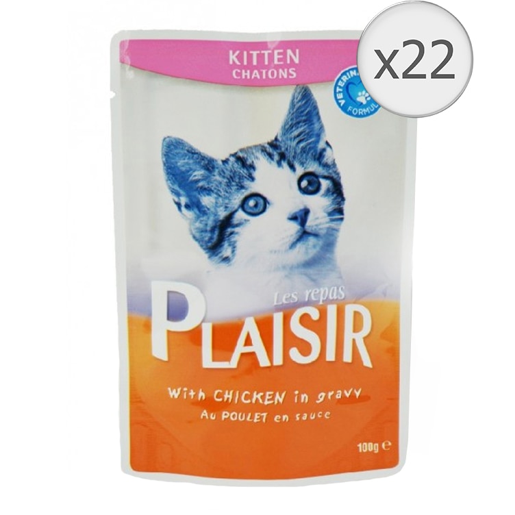 Hrana umeda pentru pisici Kitten Plaisir, Pui, 22x100g