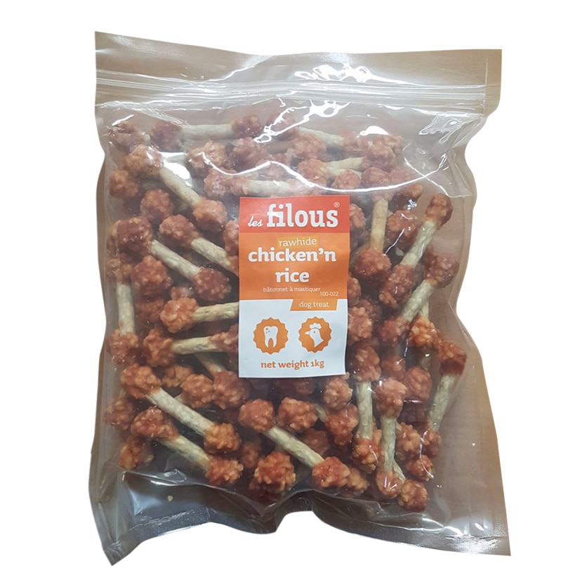 Recompensa pentru caini Filous, Haltere cu Pui si Orez, 1 Kg