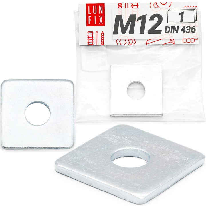 Saiba patrata M12, Lun Fix, zincata 40x40x3.5mm